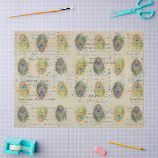 Peacock Ephemera Complimentry Decoupage Paper Tissuepapier (Craft)