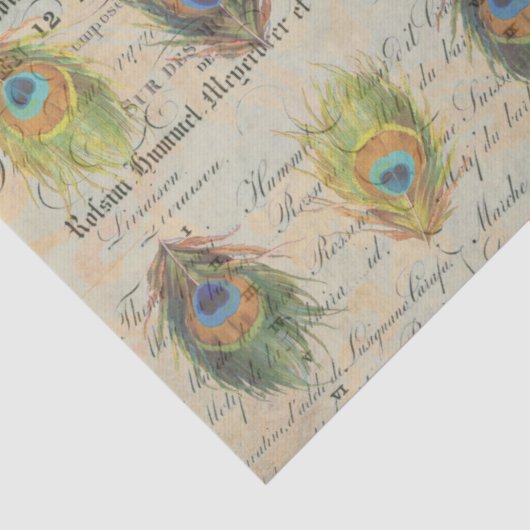 Peacock Ephemera Complimentry Decoupage Paper Tissuepapier (Detail)