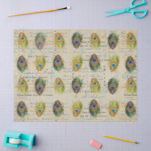 Peacock Ephemera Complimentry Decoupage Paper Tissuepapier (Craft)