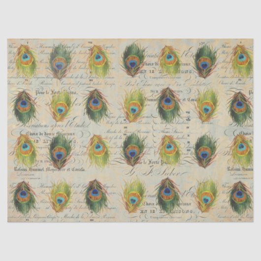 Peacock Ephemera Complimentry Decoupage Paper Tissuepapier (Voorkant)