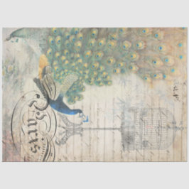 Peacock Ephemera Decoupage Paper left Tissuepapier