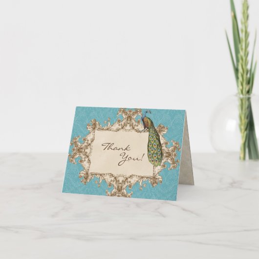  Peacock & Etsen Bruiloft Dank u Opmerkingen Bedankkaart (Voorkant)