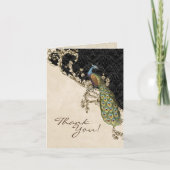 Peacock & Etsen Bruiloft Dank u Opmerkingen Bedankkaart (Voorkant)