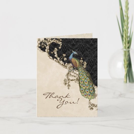 Peacock & Etsen Bruiloft Dank u Opmerkingen Bedankkaart (Voorkant)