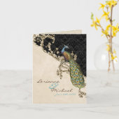 Peacock & Etsen Bruiloft Dank u Opmerkingen Kaart (Gele Bloem)