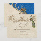  Peacock & Etsen Bruiloft RSVP Kaart (Voorkant / Achterkant)