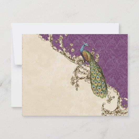 Peacock & Etsen Bruiloft RSVP Kaart (Achterkant)