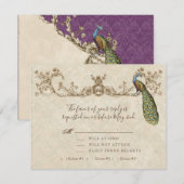 Peacock & Etsen Bruiloft RSVP Kaart (Voorkant / Achterkant)