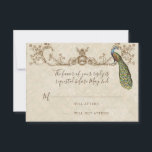 Peacock & Etsen Bruiloft RSVP Kaart<br><div class="desc">OPMERKING: Gebruik deze grootte voor de vierkante of lange rechthoekige uitnodigingen. Ze zijn de juiste maat om in de enveloppen te passen. DESIGN COLLECTIE: Deze elegante en verfijnde bruiloft uitnodigingsset, bijpassende RSVP Response Kaart combineert het beste van traditioneel en de frisheid van de hedendaagse. Het mengen van kunstelementen en origineel...</div>