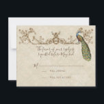 Peacock & Etsen Bruiloft RSVP Kaart<br><div class="desc">Deze elegante en verfijnde huwelijksuitnodiging RSVP Response Kaart combineert het beste van de traditie en de frisheid van de hedendaagse. Het mengen van kunstelementen en hedendaags waterverf kunstwerk hand geschilderd door Audrey Jeanne Roberts geeft een mooie en tijdloze kwaliteit aan deze uitnodiging. Een statige Peacock rust op elegante geëtste wervelingen...</div>