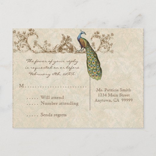  Peacock & Etsen RSVP Response Briefkaart (Achterkant)