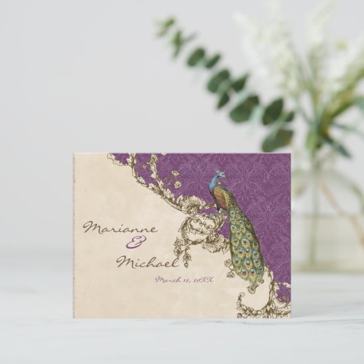 Peacock & Etsen RSVP Response Briefkaart (Staand voorkant)