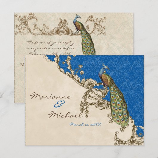 Peacock & Etsen RSVP Response Briefkaart (Voorkant / Achterkant)