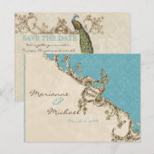  Peacock & Etsen Save the Date Briefkaart (Voorkant / Achterkant)