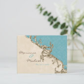  Peacock & Etsen Save the Date Briefkaart (Staand voorkant)