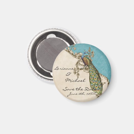 Peacock & Etsen Sla de datum op Magneet (Voorkant / Achterkant)