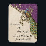 Peacock & Etsen Sla de datum op Magneet<br><div class="desc">Deze elegante en verfijnde magneet maakt deel uit van een bruiloft uitnodiging Set van volledige bijpassende producten. Het combineert het beste van traditie en de frisheid van de hedendaagse. Het mengen van kunstelementen en hedendaags waterverf kunstwerk hand geschilderd door Audrey Jeanne Roberts geeft een mooie en tijdloze kwaliteit aan deze...</div>