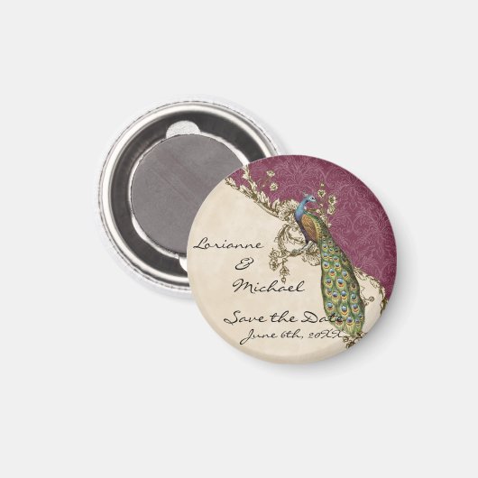 Peacock & Etsen Sla de datum op Magneet (Voorkant / Achterkant)