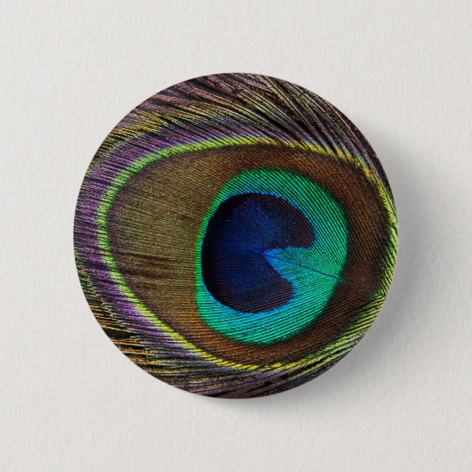 Peacock Eye Feather Ronde Button 5,7 Cm (Voorkant)