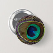 Peacock Eye Feather Ronde Button 5,7 Cm (Voorkant /achterkant)