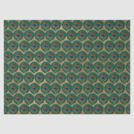 Peacock Eye Feathers op Tan Tissuepapier