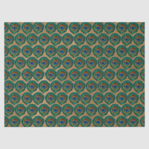 Peacock Eye Feathers op Tan Tissuepapier