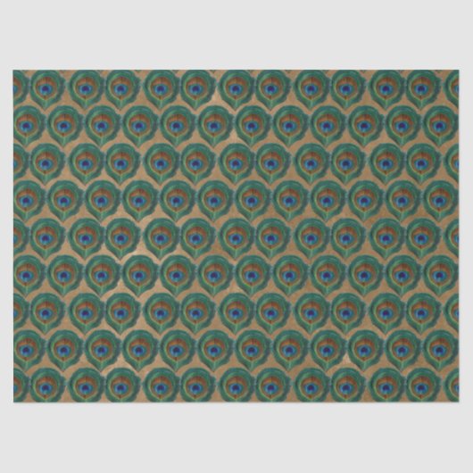 Peacock Eye Feathers op Tan Tissuepapier (Voorkant)