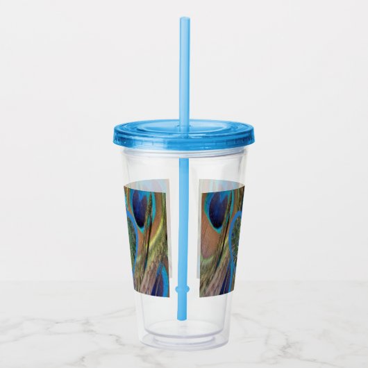 Peacock Face in Heart Acryltumbler Acryl Drinkbeker (Rechts)