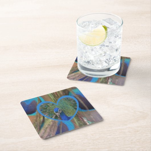 Peacock Face in Heart Paper Onderzetter (Insitu)