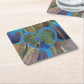 Peacock Face in Heart Paper Onderzetter (Schuin)