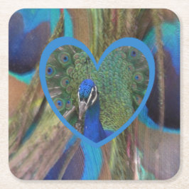 Peacock Face in Heart Paper Onderzetter