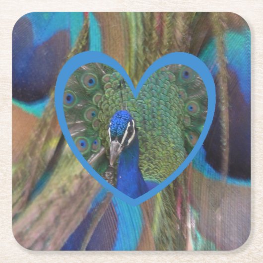 Peacock Face in Heart Paper Onderzetter (Voorkant)