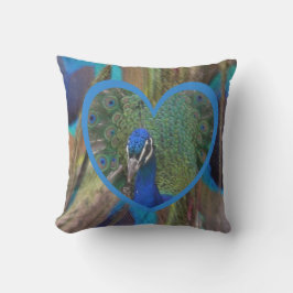 Peacock Face in Heart Trow Pillow Kussen