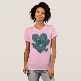 Peacock Face in Hearts PINK Girls T-Shirt