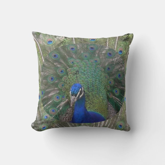 Peacock Face met Feathers Pillow Kussen (Voorkant)