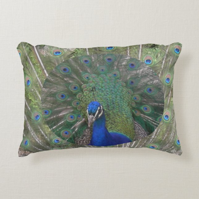 Peacock Face met Veer Accent Pillow Kussen (Voorkant)