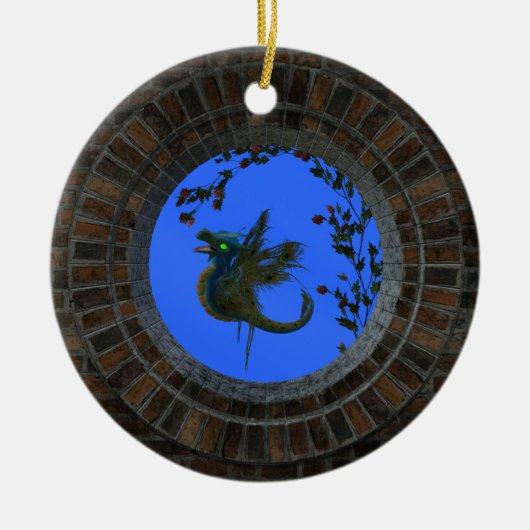 Peacock Fairy Dragon Keramisch Ornament (Voorkant)