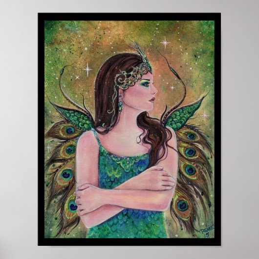 Peacock Fairy fantasy art poster van Renee (Voorkant)