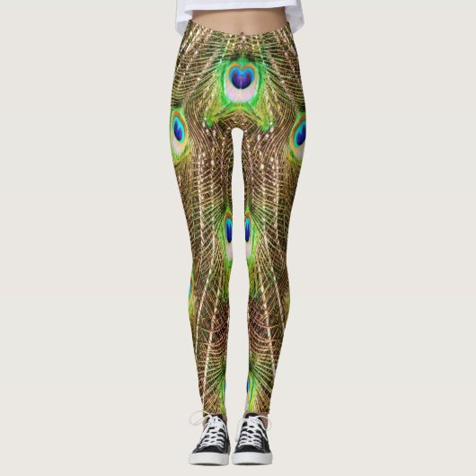 PEACOCK FANCY FEATHERS #3 GROEN LEGGINGS (Voorkant)
