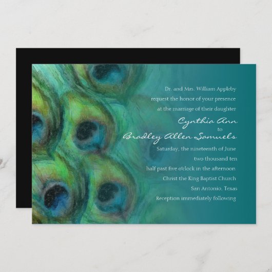 Peacock Fantasy Blauwgroen Kaart (Voorkant / Achterkant)