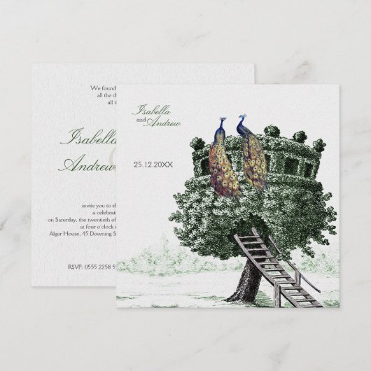Peacock Fantasy - bruiloft Kaart (Voorkant / Achterkant)