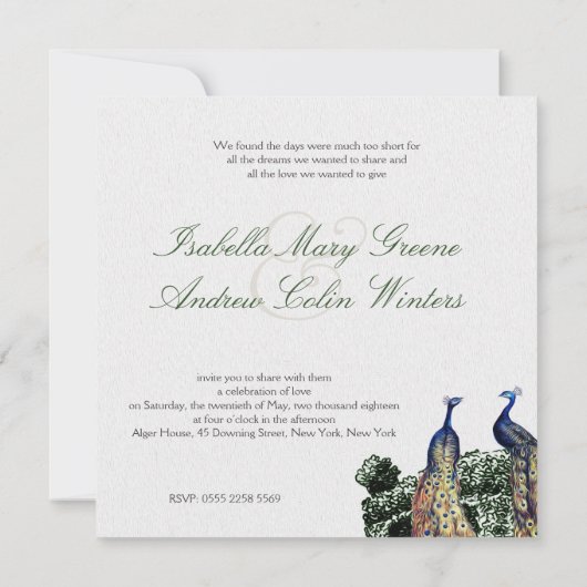 Peacock Fantasy - bruiloft Kaart (Achterkant)