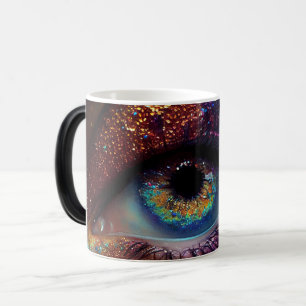 Peacock Fantasy  Glitter Eye Closeup Magische Mok