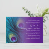 Peacock Fantasy Paarse bruiloft uitnodiging (Staand voorkant)