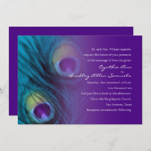Peacock Fantasy Paarse bruiloft uitnodiging
