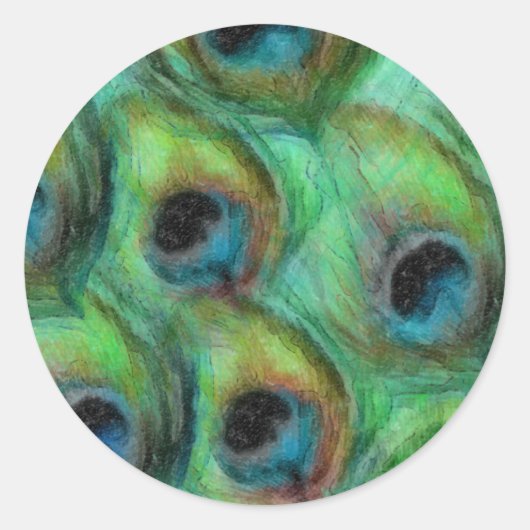 Peacock Fantasy Set 1114 Ronde Sticker (Voorkant)