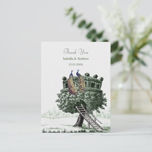 Peacock Fantasy Tree Dank u kaart (Staand voorkant)