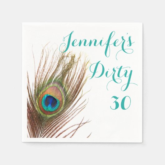 Peacock Feather 30th Birthday Servet (Voorkant)