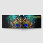Peacock feather 3D art nouveau bruiloft bewerkbaar Gastenboek (Volledig)