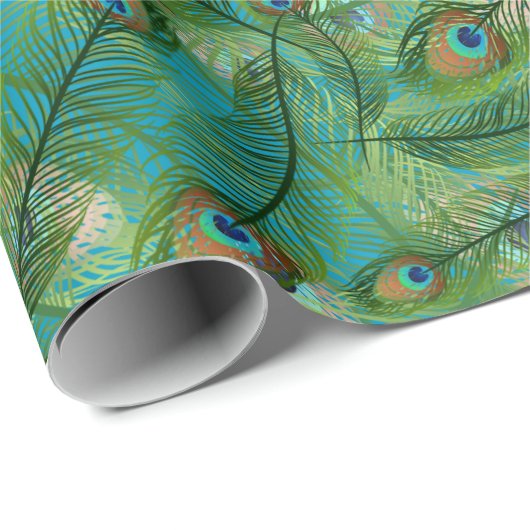 Peacock Feather Achtergrond kleur Cadeaupapier (Rol Hoek)